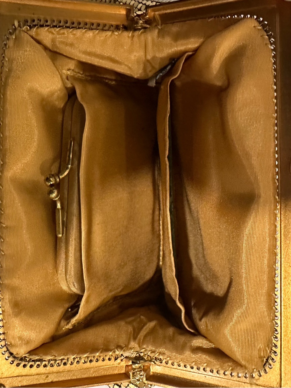 Vintage Whiting & Davis Gold Tone Mesh Evening Mini Bag Convertible Clutch - Picture 4 of 12